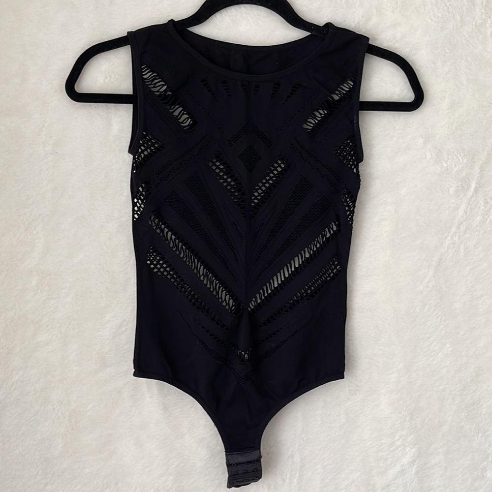 Cotton Candy Seamless Black Bodysuit Cut-out S/M